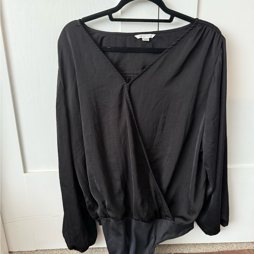 Never Worn- American Eagle Faux Wrap Bodysuit - Black - XXL